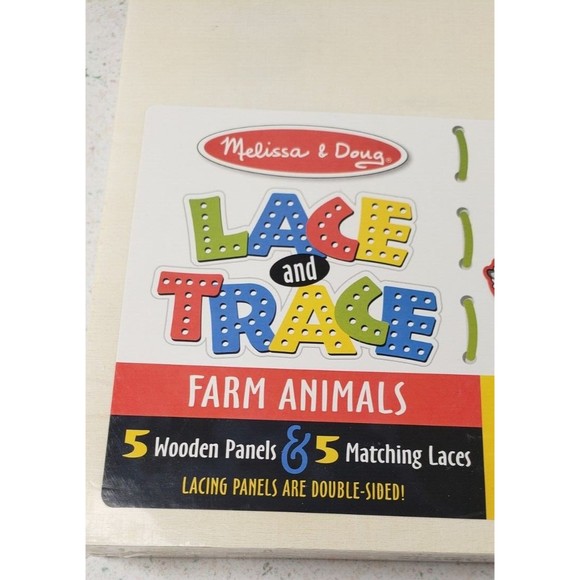 Melissa and Doug Lace and Trace Farm Animals Wooden Panel & Laces - Ages 3+ NEW - Picture 13 of 14